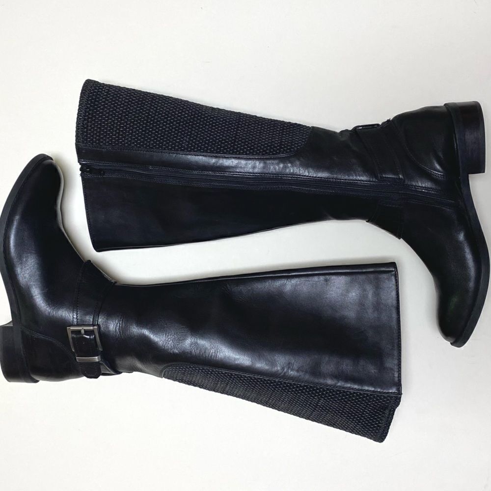Clarks Women’s Pita Arizona Black Leather Full Zip Knee High Riding Boots Sz 6.5 - Picture 2 of 16